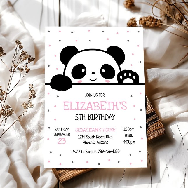 Convite de Aniversário do Urso Panda (Criador carregado)