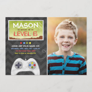 Convite de aniversário do Video Game Boy