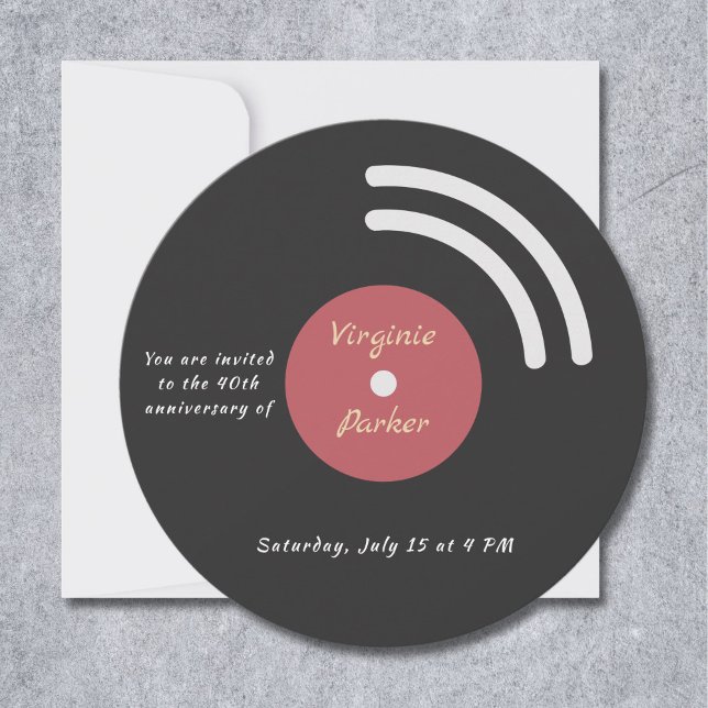 Convite de aniversário do Vinyl Record (Vinyl Record Birthday Invitation)