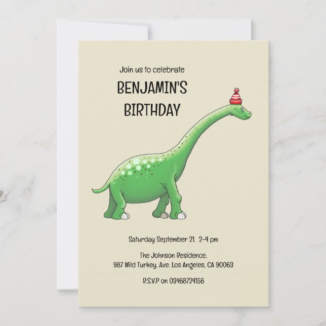 Convite de Aniversário do Walter o Dinossauro (Frente)