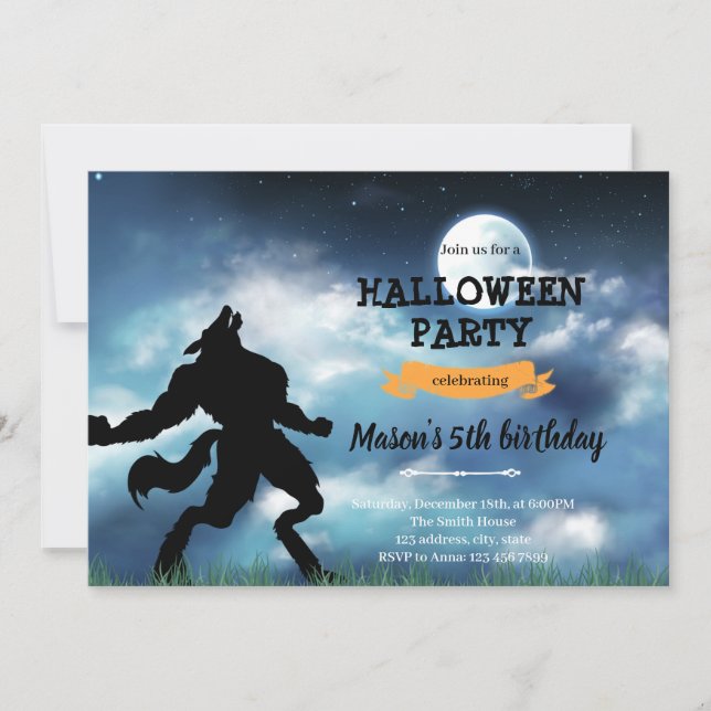 Convite de aniversário do Werewolf halloween (Frente)