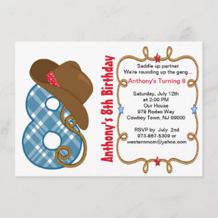Convite de Aniversário do Western Big Oight Boy