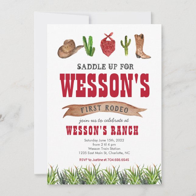 Convite de Aniversário do Western Cowboy Rodeo (Frente)