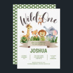 Convite de Aniversário do Wild One Safari Kid<br><div class="desc">Crie o seu primeiro convite de aniversário! Personalize esta design com seu próprio texto. Você pode personalizar ainda mais este design selecionando o link "personalizar mais",  se desejar.</div>