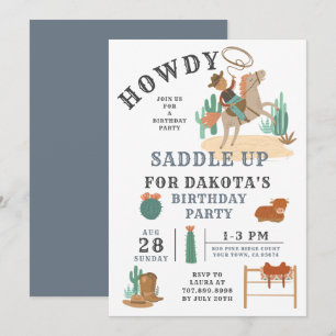 Convite de aniversário do Wild West Cowboy Boy