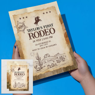 Convite de Aniversário do Wild West First Rodeo