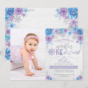 Convite de Aniversário do Winter ONEderland Snowfl