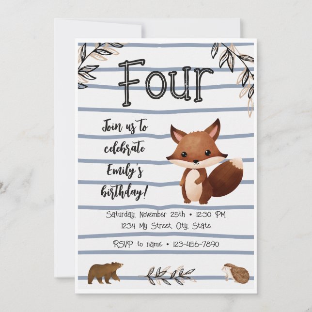 Convite de Aniversário do Woodland (Frente)