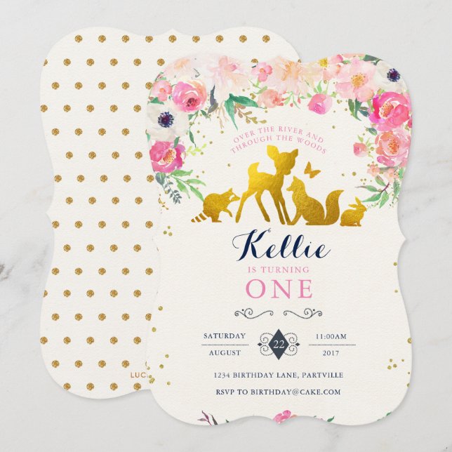 Convite de Aniversário do Woodland (Frente/Verso)