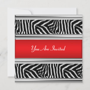 Convite de Aniversário do Zebra e Vermelho