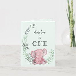 Convite de Aniversário Dobrado por Elefante Rosa