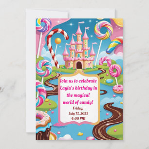 Convite de Aniversário Doce Candyland para Criança