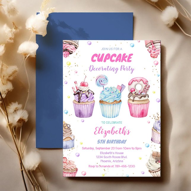 Convite de Aniversário Doce Cupcake (Criador carregado)