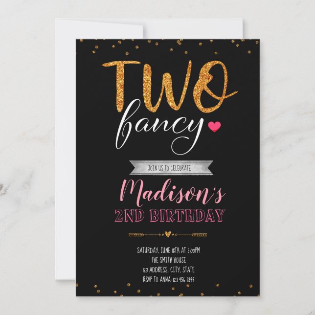 Convite de aniversário dois extravagante (Frente)