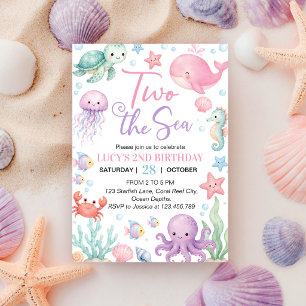 Convite de Aniversário Dois para o Mar com Animais