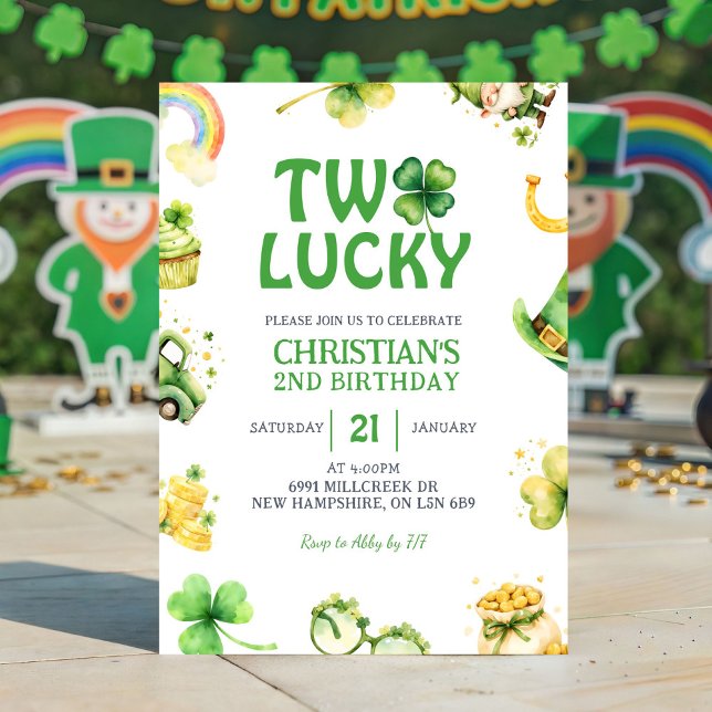Convite de Aniversário Dois Sortudos St Patrick (Criador carregado)