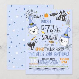 Convite de Aniversário Dois Spooky - Azul