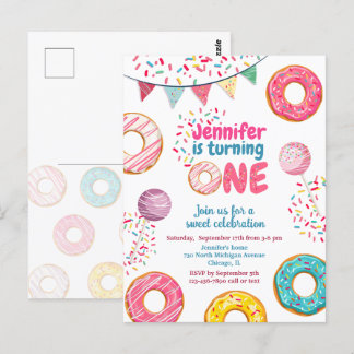 Convite de Aniversário Donut Doce 1 UM