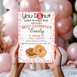 Convite de Aniversário Donut Donut Não Quer Perder