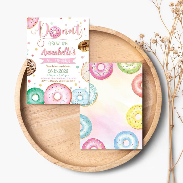 Convite de Aniversário Donut Grow Up (Criador carregado)