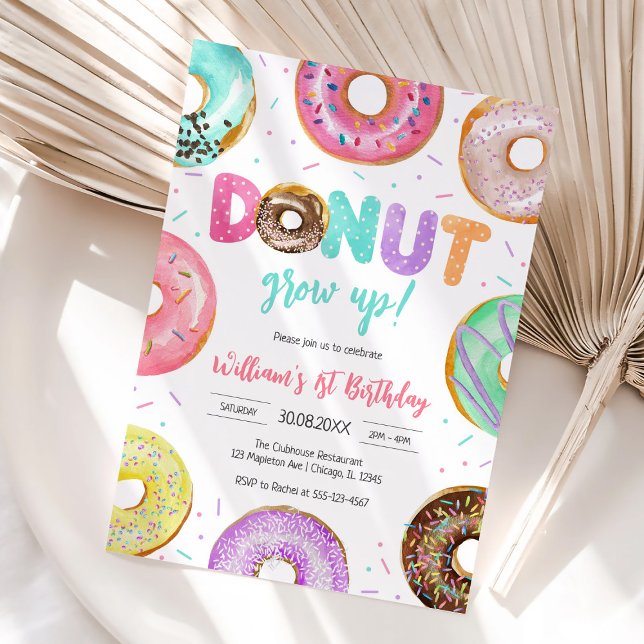 Convite de Aniversário Donut Grow Up Donut (Criador carregado)