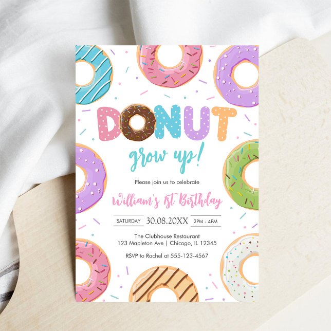 Convite de Aniversário Donut Grow Up Donut (Criador carregado)