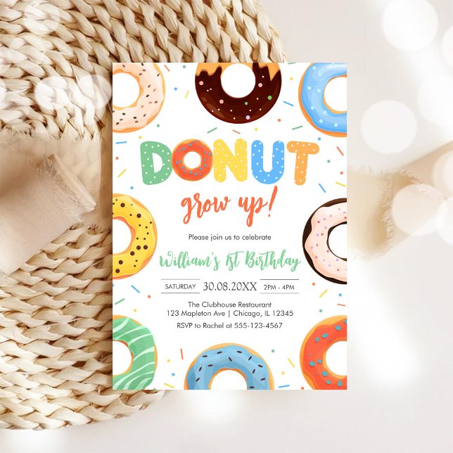 Convite de Aniversário Donut Grow Up Donut Boy (Criador carregado)