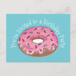 Convite de Aniversário Donut Rosquinha Rosa