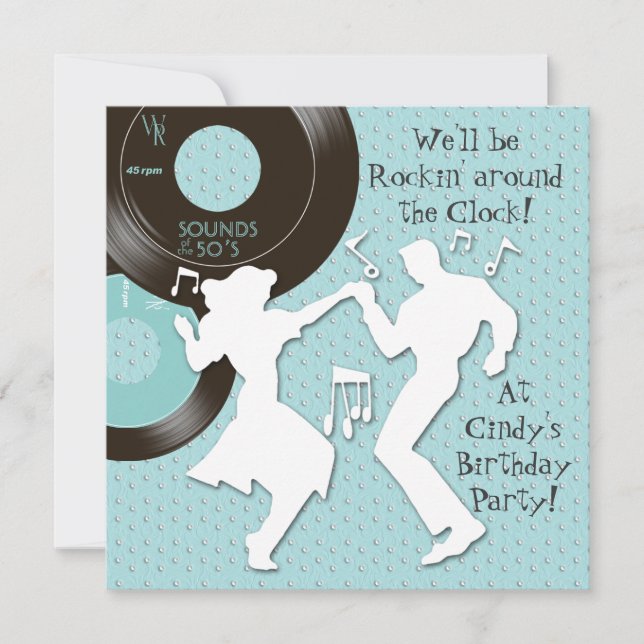 Convite de Aniversário dos Anos 1950 (Frente)