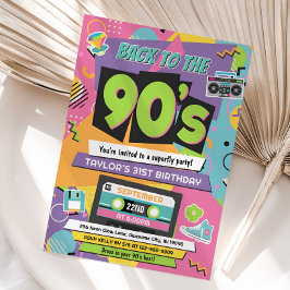 convite de aniversário dos anos 90