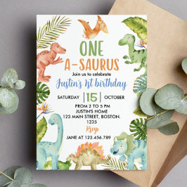 Convite de aniversário dos dinossauros da selva