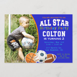 Convite de aniversário dos esportes dos meninos d