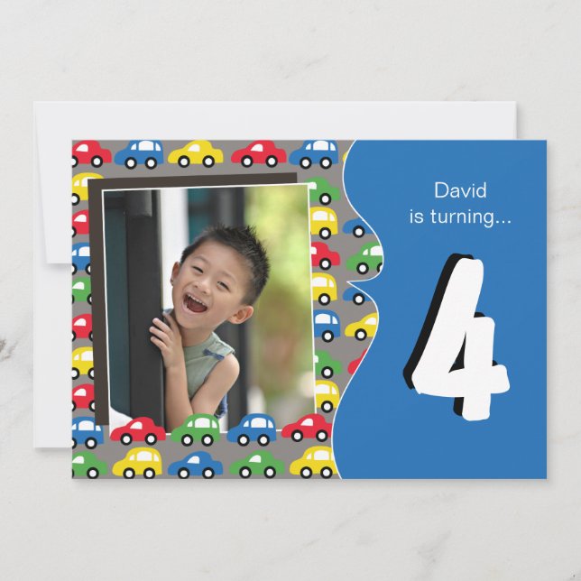 Convite de aniversário dos meninos dos CARROS & (Frente)