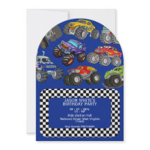 Convite de Aniversário dos Monster Truck Boys