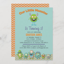 Convite de aniversário dos Monstros Pequenos