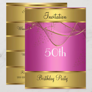 Convite de Aniversário Dourado 50º Aniversário Ros