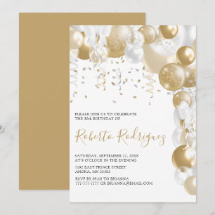 Convite de Aniversário Dourado e Branco