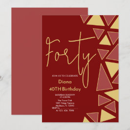 Convite de aniversário Dourado e burgundy