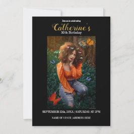 Convite de aniversário Dourado e preto personaliza