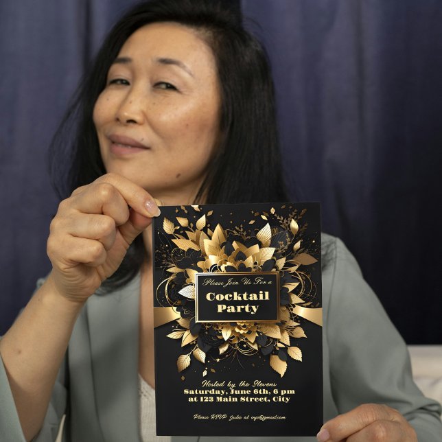 Convite de aniversário Dourado Elegante (Criador carregado)