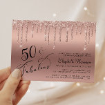 Convite de aniversário Dourado Glitter 50º rosa<br><div class="desc">Elegante,  chic e econômico 50º convite de aniversário com "50 & Fabuloso" escrito em um script de na moda,  um fundo rosa de ouro e um brilho rosa de ouro falhando. Personalize com seu nome e os detalhes da festa.</div>