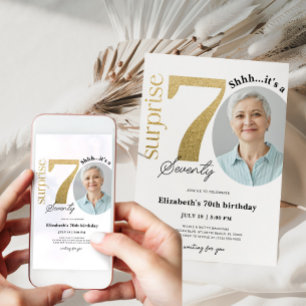 Convite de aniversário Dourado para 70 surpresa co