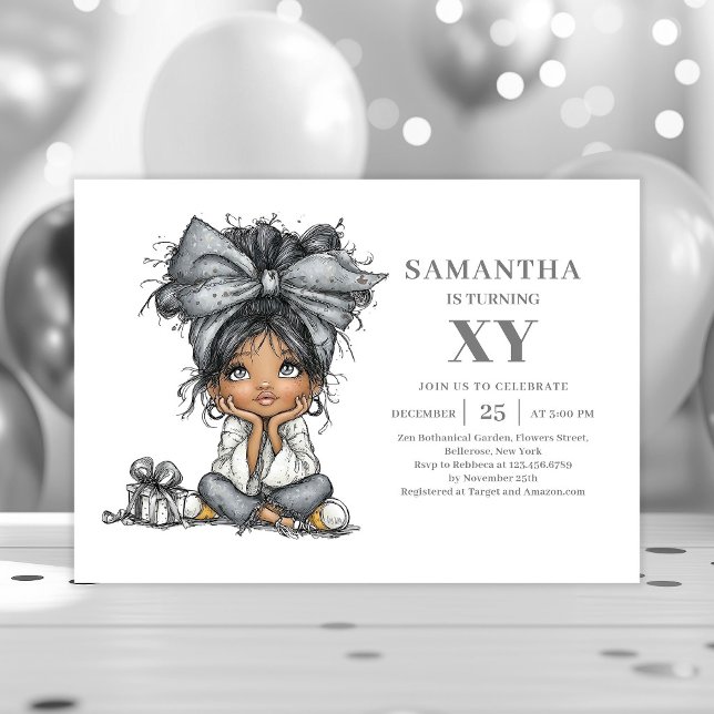 Convite de aniversário dourado para adolescente co (Chic Whimsical Teen Girl Birthday Gold invitation)