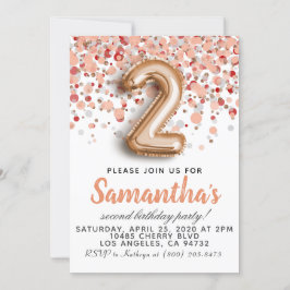 Convite de aniversário Dourado para Rosa segundo