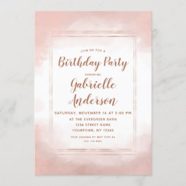 Convite de aniversário Dourado Rosa e Rosa