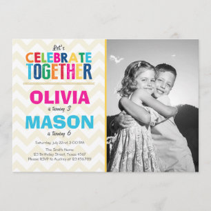 Convite de aniversário duplo conjunto