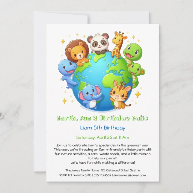 Convite de Aniversário Ecológico (Frente)