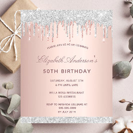 Convite de aniversário econômico rosa dourado prat