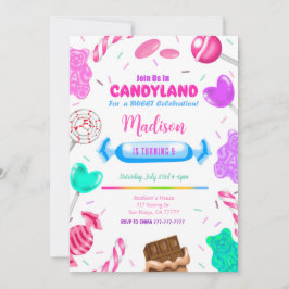 Convite de Aniversário Editável Candy land