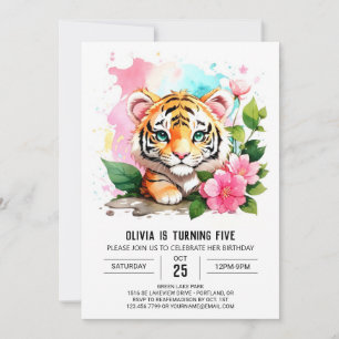 Convite de Aniversário Editável para Pequenos Tigr